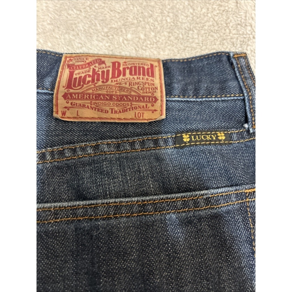 Lucky Brand Jeans 181 Relaxed Straight 36x29 Short Inseam Dark Blue Wash - Picture 11 of 13
